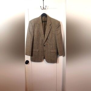 Merci Vintage Blazer W/pockets in Lining Beige Green Brown Olive Green Pattern